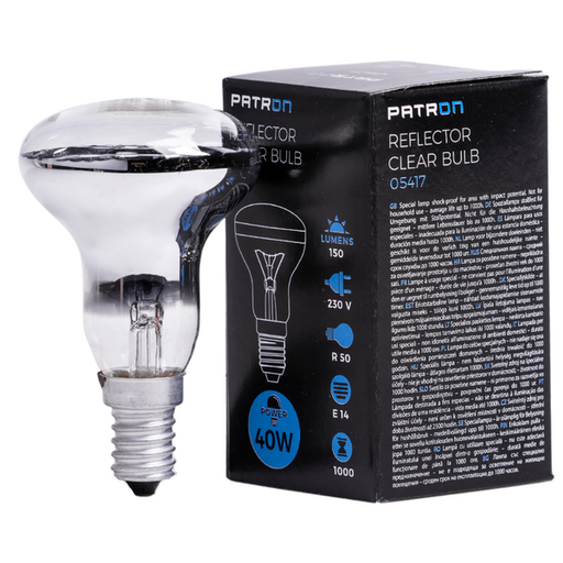 [05417] PATRON Glødepære E14 40W Forspejlet