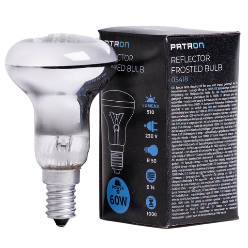 [05418] PATRON Glødepære E14 60W Forspejlet Mat