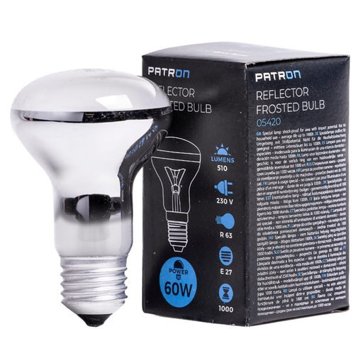 [05420] PATRON Glødepære E27 60W Forspejlet Mat