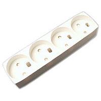 [153212] 4-stikdåse u/jord  m/blindhul grå 250V 10A