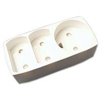 [153284] 3-Stikdåse 2+1 u/jord m/blindhul hvid 250V 10A