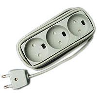 [153342] 3-stikdåse grå 1,5m, m/blindhul 250V 13A