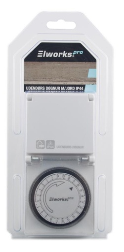 [159203] Stikkontaktur 24 timer m/jord 230V/13A IP44