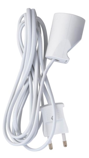 [182406] Forlængerledning u/jord hvid 2m 230V 10A