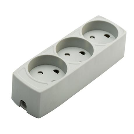 [183202] 3-stikdåse u/jord grå 230V 16A