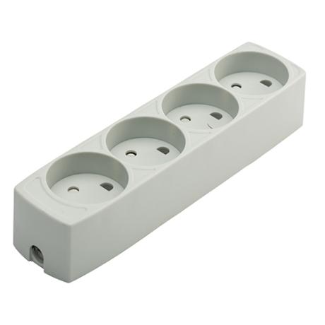 [183212] 4-stikdåse u/jord grå 230V 16A