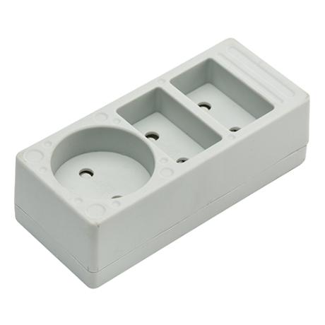[183282] 3-stikdåse u/jord grå 250V 10A 2F 1R