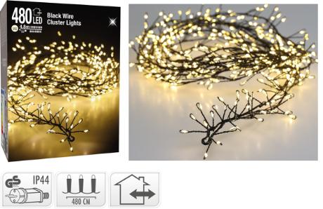 [423813] Lyskæde Cluster 480 LED L4,8M IP44 230V (5M ledn.)