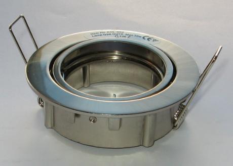 [451762] GU10 front m/holder til beslag b. stål rund m/kip