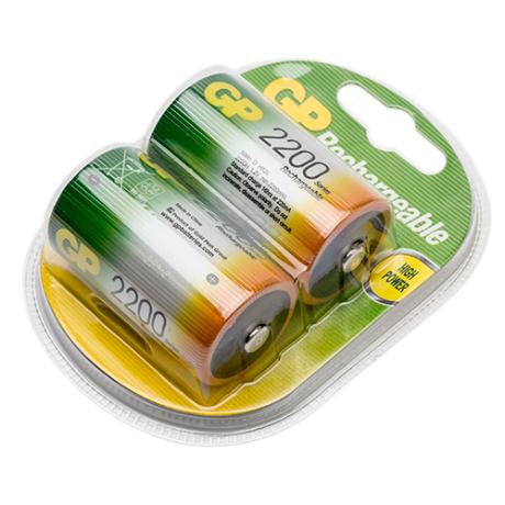 [505014] GP Genopladelig D batt. 2200mAh 2 stk.
