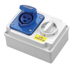 [633004] CEE vægudtag med afbryder IP44 16A/230V 2P+J