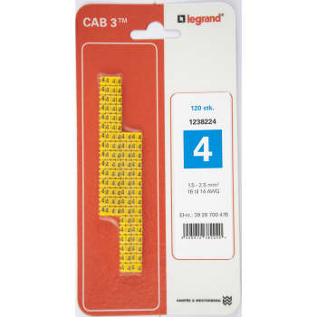 [3928700476] CAB3 Ledningsmærke 1,5-2,5 mm² mærket: 4 (P120)