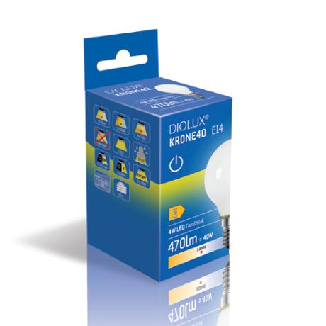 [784426] DIOLUX KRONE40 4W 830 E14 470lm tænd/sluk