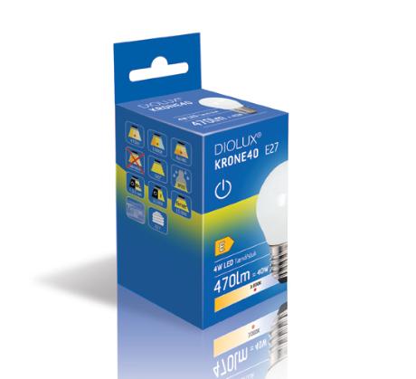 [784427] DIOLUX KRONE40 4W 830 E27 470lm tænd/sluk