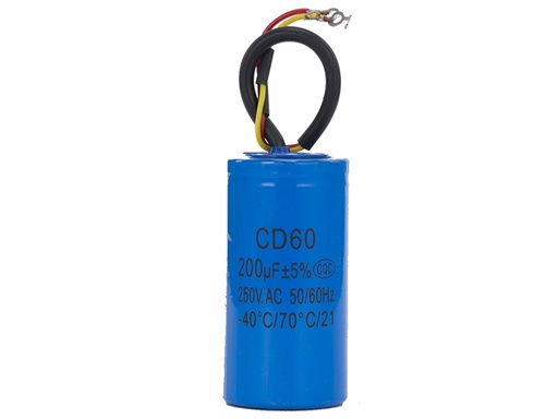 [H34541] MOTOR start kondensator - 200uF 250Vac m. ledn. (CD60)