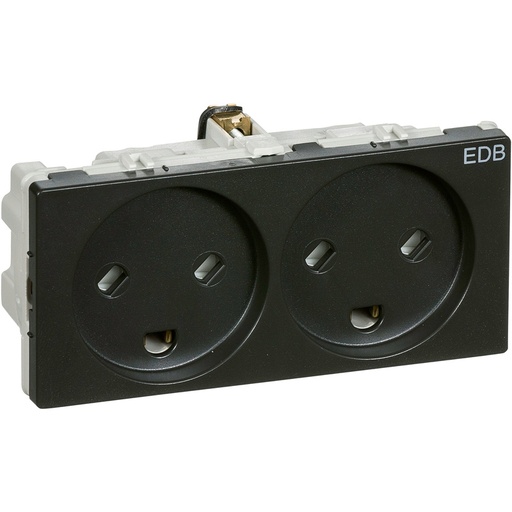 [1017043350] Stikkontakt EDB 2 modul 2-pol med jord koksgrå