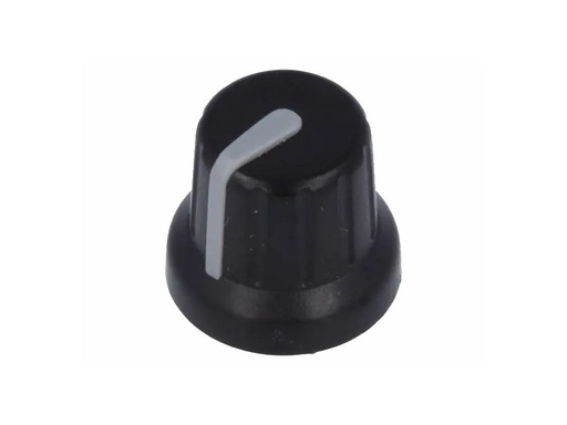 [H57249] Drejeknap til 6mm rillet aksel, Ø16x14mm, Sort plast