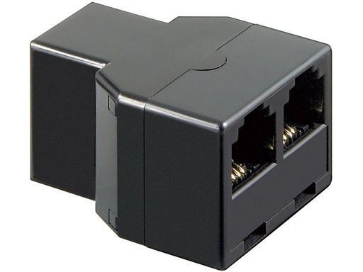 [H45813] Telefonsplitter - RJ11 (6P4C) hun til 2 x RJ11 hun, Sort