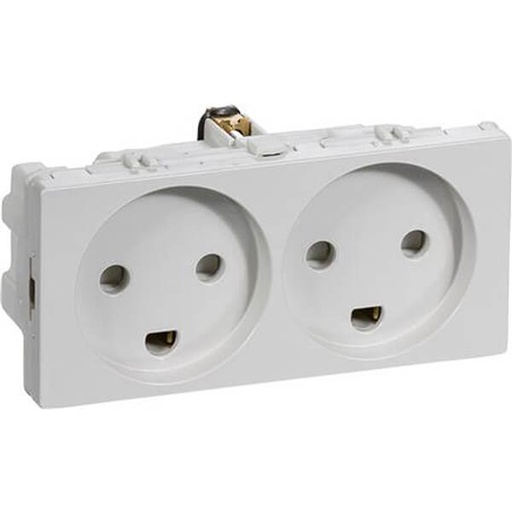 [1017043402] Fuga Stikkontakt 2 modul 2-pol med jord lysegrå