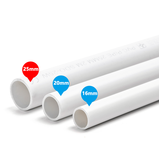[22058-0] PVC Elektrikerrør 25mm x 2m - Hvid med 3 års garanti