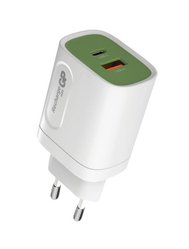 [505726] GP Stikkontakt opladeadaptor f/ USB/USB-C hvid