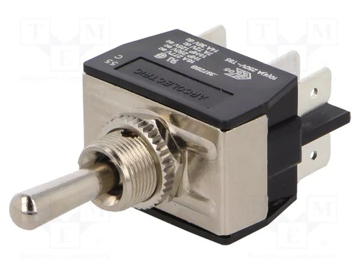 [H65144] Vippekontakt 2P (ON)-OFF-(ON) 10A/250VAC, m. 6,3mm spadestik