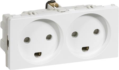 [1017060294] FUGA dobbelt stikkontakt 2-polet med jord 2 modul hvid 100 stk. bulkforpakning