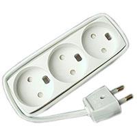 [153296] 3-stikdåse m/3m ledning hvid