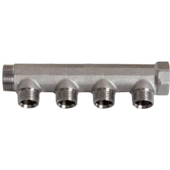 [046882404] 3/4" x 1/2" 4-grens fordelerrør messing TEA belægning u/kobl.
