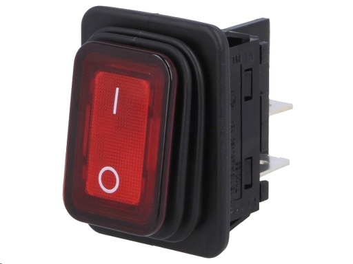 [H35697] Vippekontakt - 2P OFF-ON, 250V/16A, RØD lys (IP65)