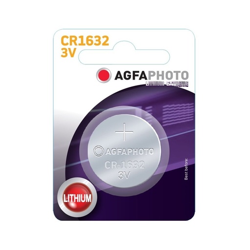 [3669-0] CR1632 Lithium knapcellebatteri fra AgfaPhoto - 1 stk, 3V
