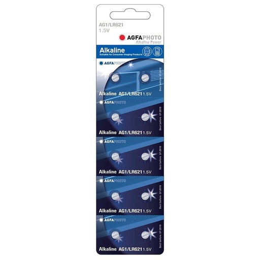 [3680-0] AGFA LR60/AG1 10-pak knapcellebatterier - Alkaline, 1,5V