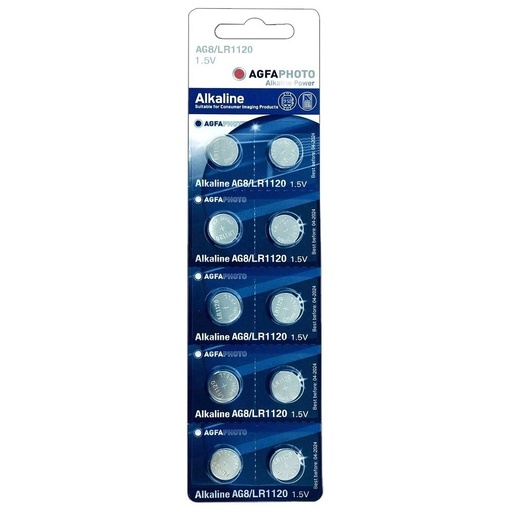 [3687-0] 10-pak AgfaPhoto LR55/AG8 knapcellebatterier - Alkaline, 1,5V