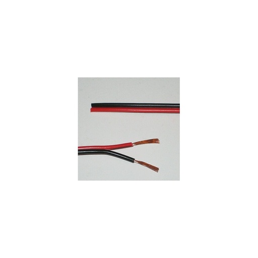 [3434-0] 12-24V Ledning Rød/Sort - 2x0,5mm², Metervare, Minimum 5 meter