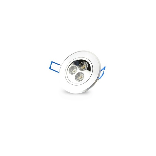 [344-7742] 3W Indbygningsspot - Ø7-8 cm hul, Ø8,4 cm mål, 4 cm høj, dæmpbar, 12V/24V, erstatter 40W, 250lm, RA80