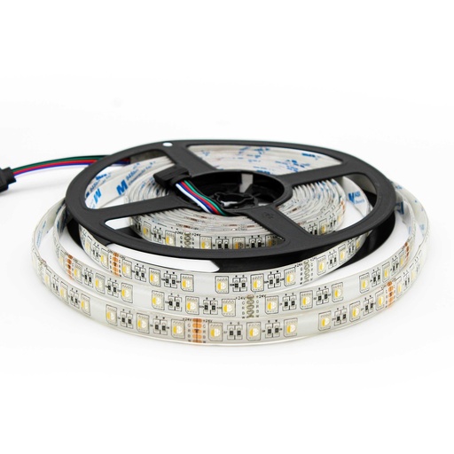 [3735-0] 12W/m RGB+WW LED strip - 5 meter, IP65, 60 LED pr. meter, 24V