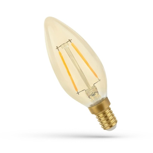 [3763-8997] 2W LED Kertepære - C35, ravfarvet glas, ekstra varm, E14, 260lm