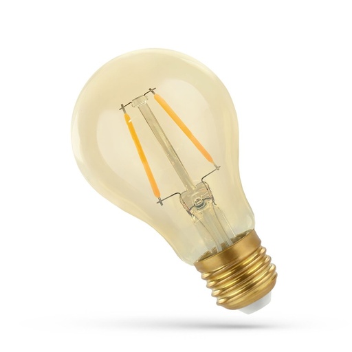 [3775-9009] 2W LED pære - A60, kultråd, ravfarvet glas, ekstra varm, E27, 210lm, RA80
