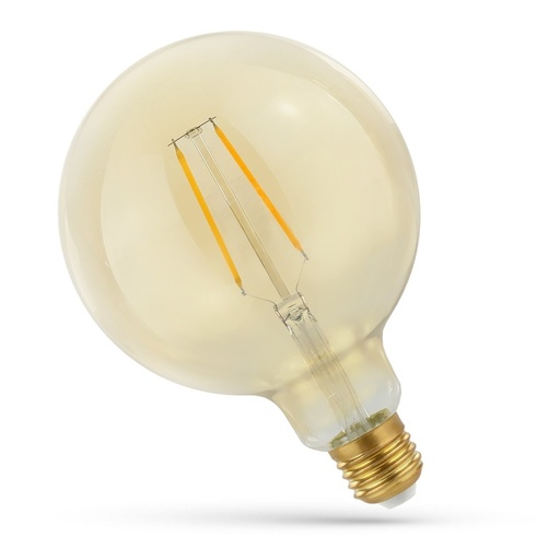 [3779-9016] 2W LED globepære - Kultråd, 12,5 cm, ravfarvet glas, ekstra varm, E27