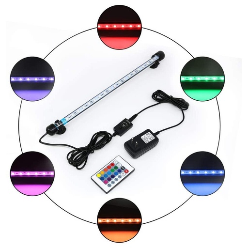 [3484-0] 71 cm RGB akvarie armatur - 8W LED, sugekopper, IP67, memory funktion