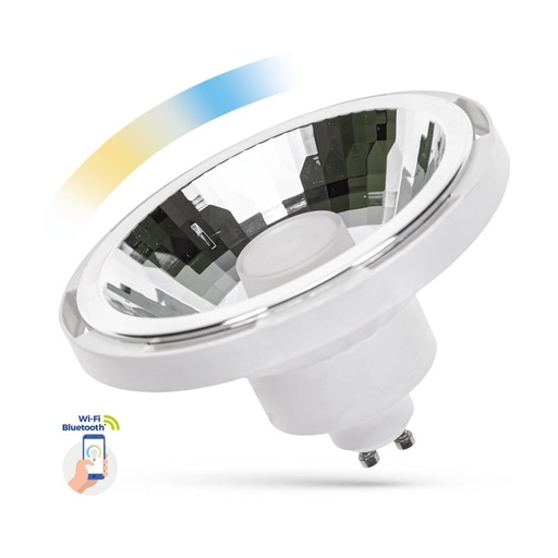 [3921-9123] 10W Hvid Smart Home LED spot - Tuya/Smart Life, kompatibel med Google Home, Alexa og smartphones, GU10 AR111