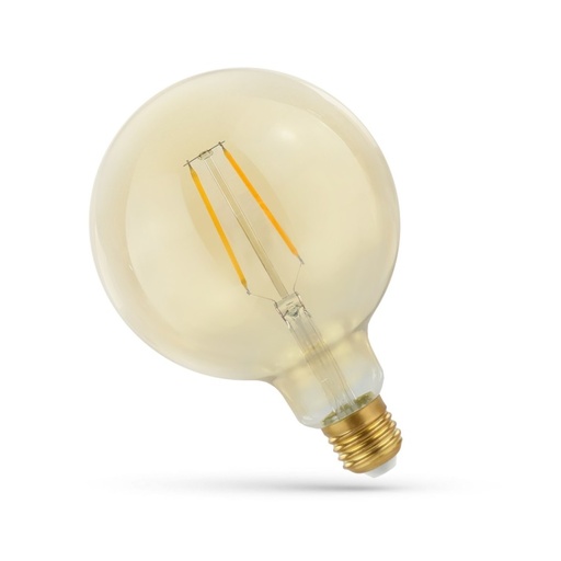 [3937-9133] 5W LED Kultråd Globepære, 12,5 cm, Ravfarvet Glas, Ekstra Varm, E27 - Erstatter 45W, 230V, 470lm, RA80