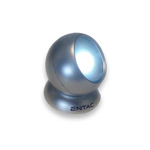 [3950-0] LED batteri lygte - 1W, rund, 3xAAA, sølv, magnetisk fod, 100lm