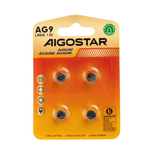 [22105-0] Knapcellebatteri AG9 LR936 1,5V - 4-pak med 3 års producentgaranti