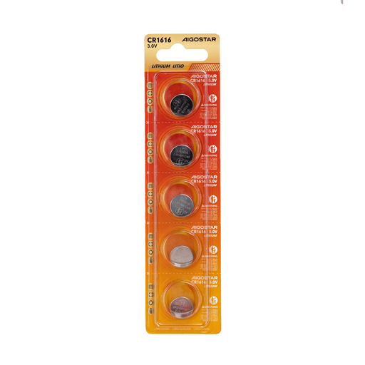 [22117-0] Knapcellebatterier CR1616 3V - Pakke med 5 stk. - Inkl. 3 års producentgaranti