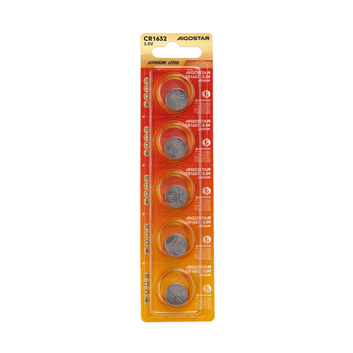 [22121-0] Knapcelle-batterier CR1632 3V - Pakke med 5 stk. - 3 års producentgaranti