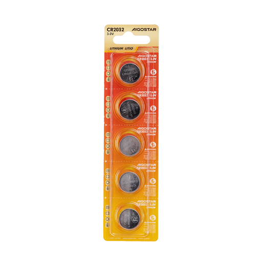 [22127-0] Knapcellebatteri CR2032 3V - 5 stk. med 3 års producentgaranti