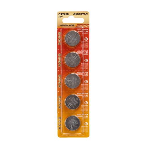 [22131-0] Knapcellebatteri CR2450 3V-5B med 3 års producentgaranti