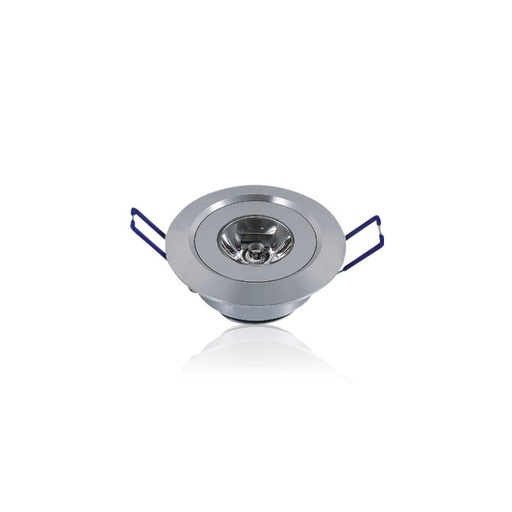 [2508-7735] 1,5W LED Indbygningslampe - Erstatter 15W, 110lm, RA80, 230V Input, Hul: Ø4,2 cm, Mål: Ø5,2 cm, 25° Spredning, 1m Ledning