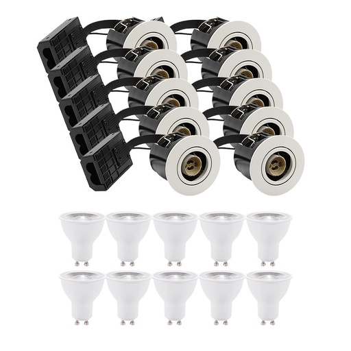 [12231-17010] 10 stk. Inno88 indbygningspotter - inkl. 6W RA97 GU10, mat hvid, IP44, godkendt i isolering (230V)